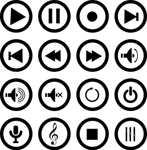 Media player button icon set Royalty Free Vector Image