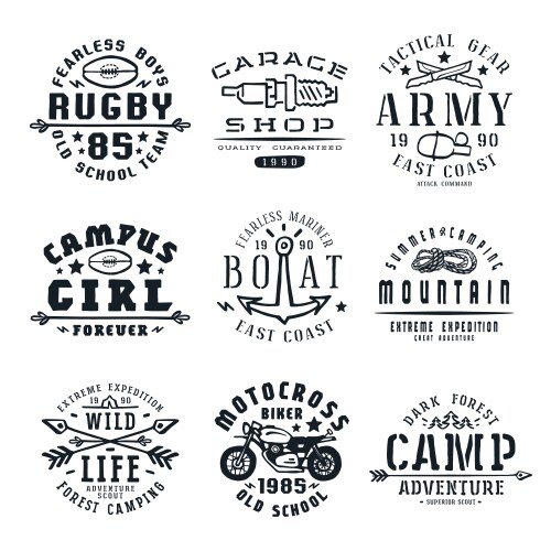 Sport & Adventure Emblem Set Vector Image