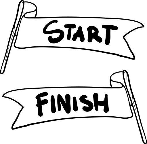 Start finish pop art comics icon speech bubble Vector Image