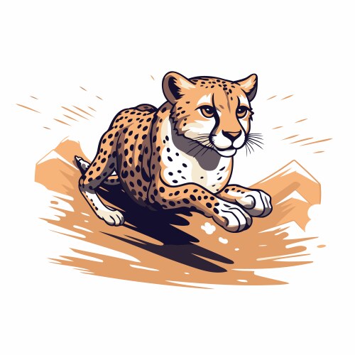 Cute cartoon cheetah sitting on white background Vector Image