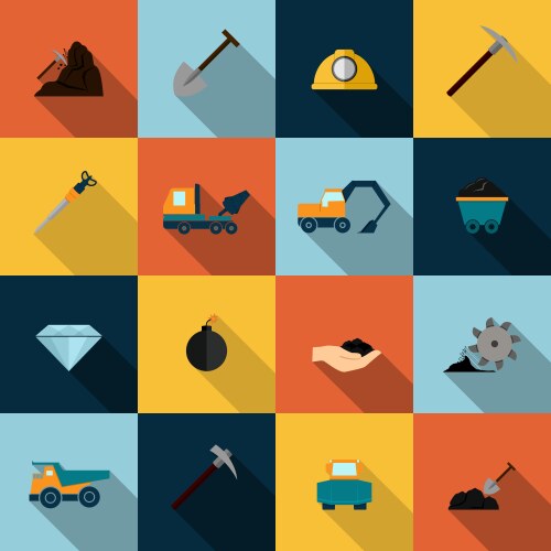 Mining industry flat composition Royalty Free Vector Image