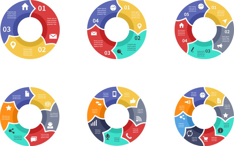 circle graphic pie diagrams round charts vector image