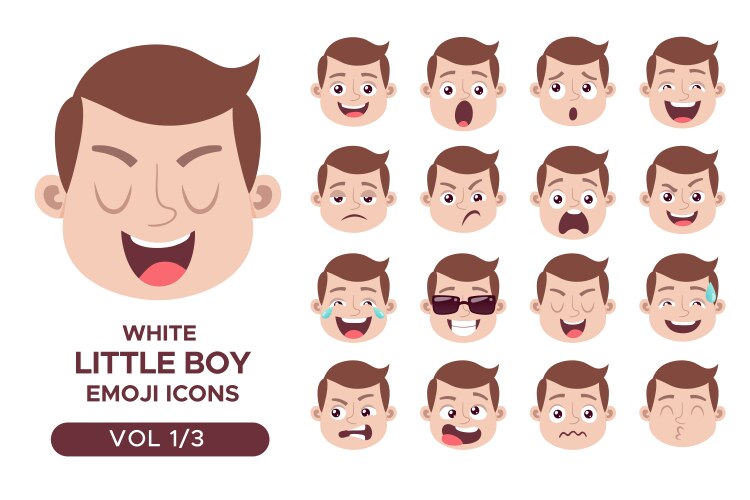 white boy emoji icon set 1 3 vector