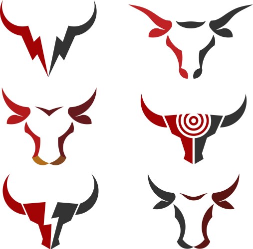 Bull Head Logo Set - Simple & Bold Vector Image