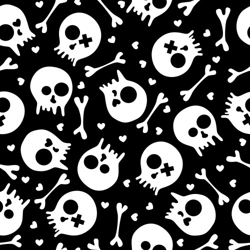 Skeleton skulls seamless pattern background Vector Image