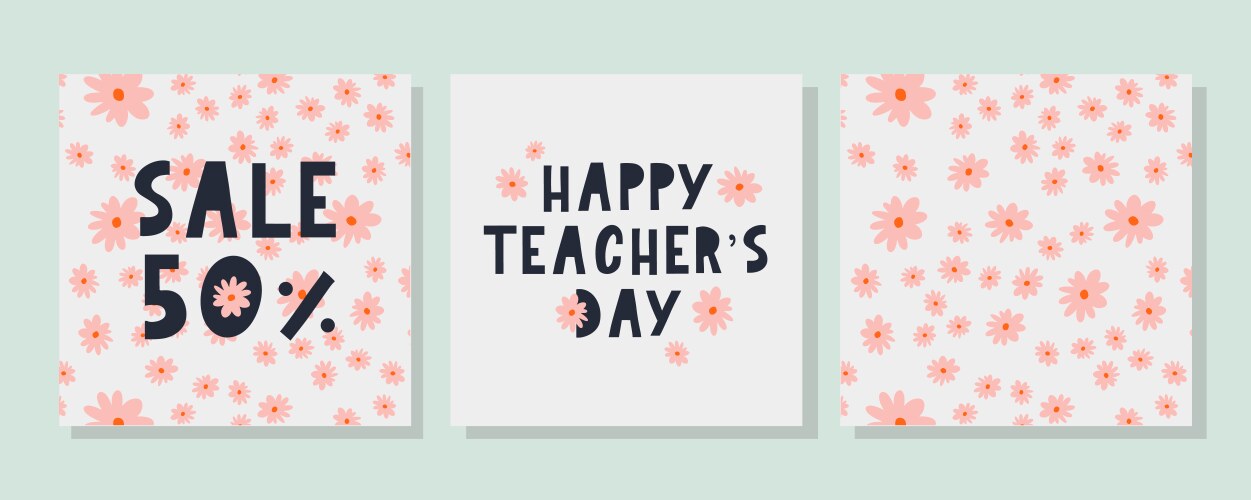 A stylish text for happy teachers day flowers vector image