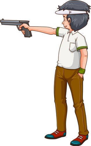 Man athlete shooting shotgun Vector Image