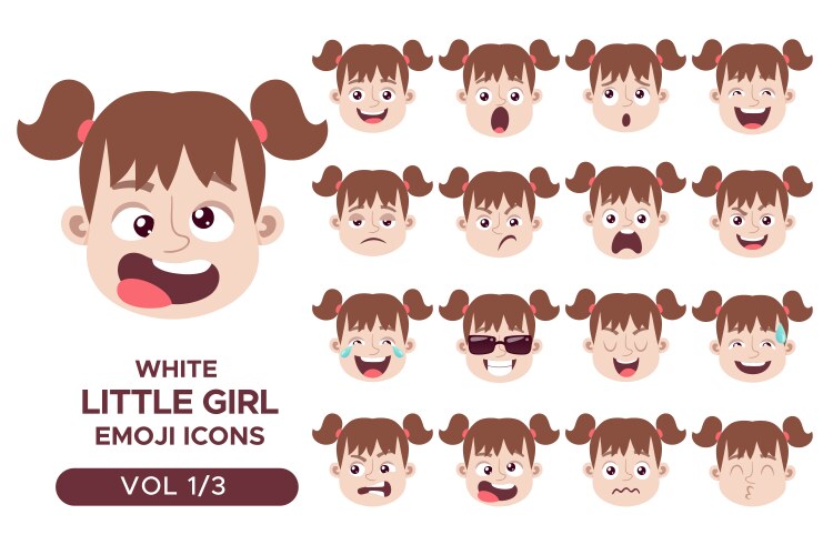 White girl emoji icon set 1 3 vector image