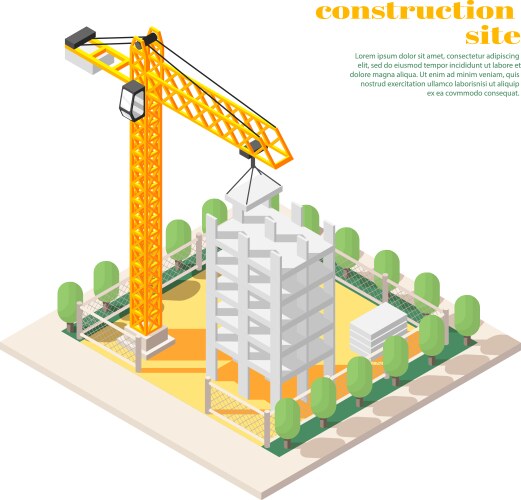 Construction materials isometric flowchart Vector Image