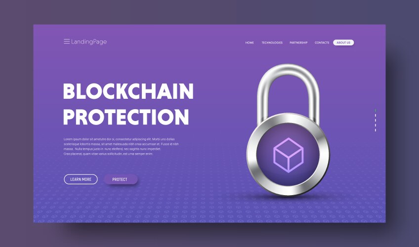 Template of the site header for blockchain vector image