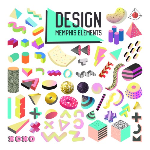 abstract memphis style design elements set vector image