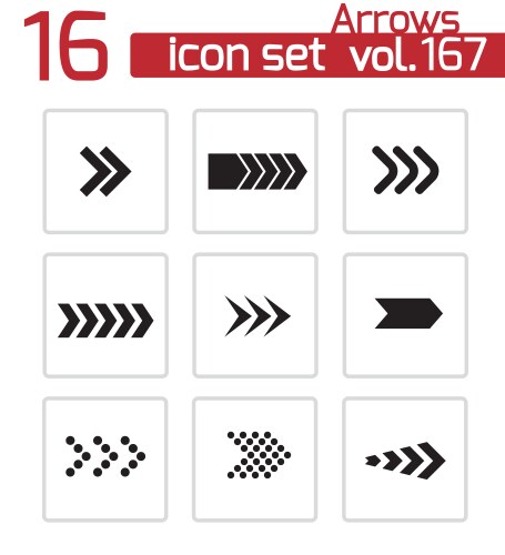 Black bow arrow icons set Royalty Free Vector Image