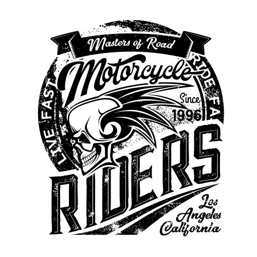 Biker Skull Road Crew Badge Vector Image