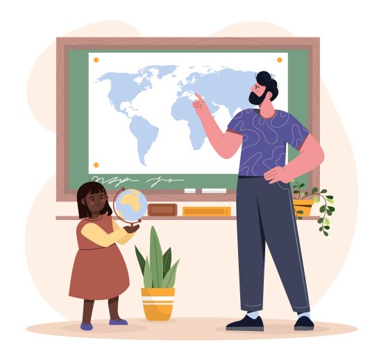 school teacher with kid vector image