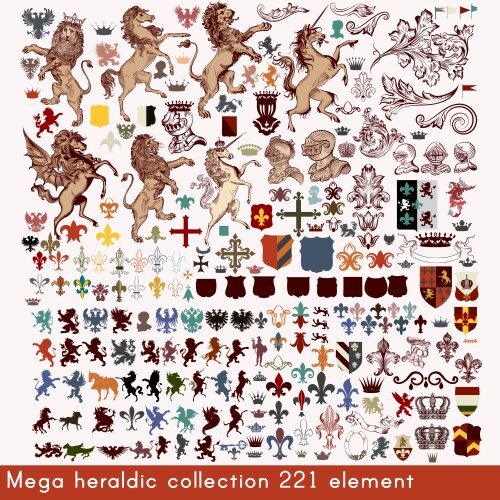 Antique Heraldic Elements Collection Vector Image