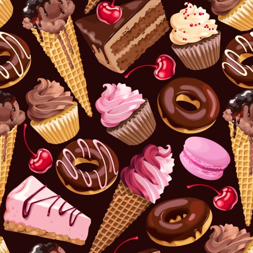 Chocolate sweets seamless pattern Royalty Free Vector Image