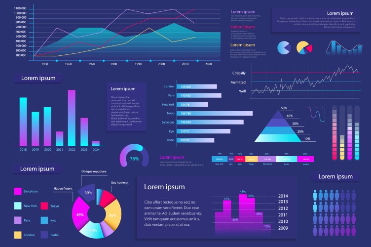 Mega set of infographic elements data Royalty Free Vector
