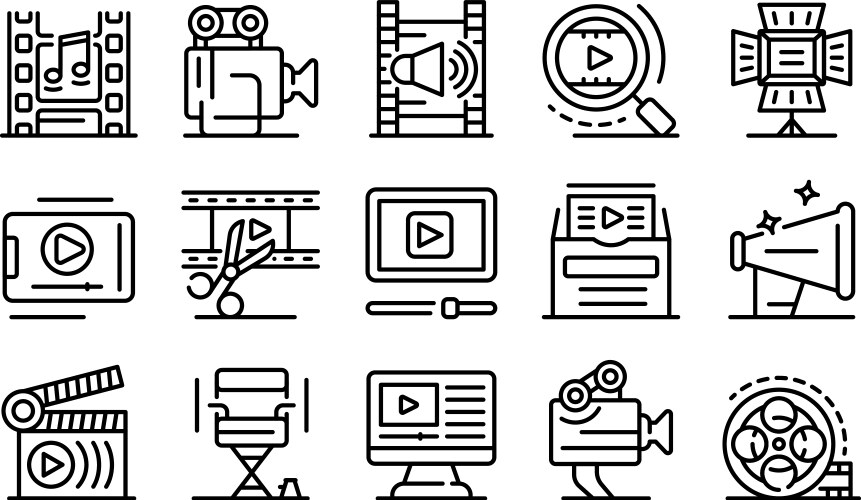 Clip Maker Icons - Film & Media Set Vector Image