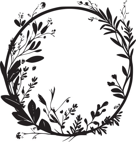 Floral frame - minimalist and simple silhouette vector image