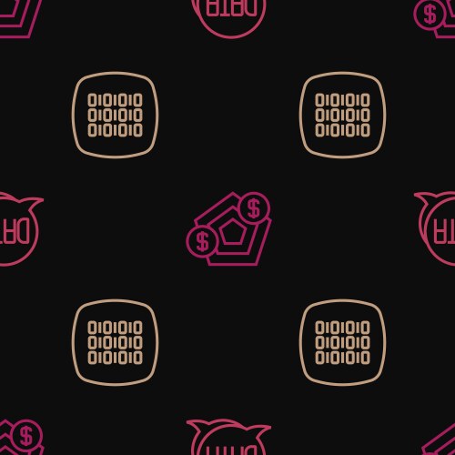 Set line data analysis binary code and financial vector image