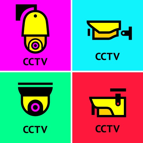 cctv hr video surveillance web cameras set vector