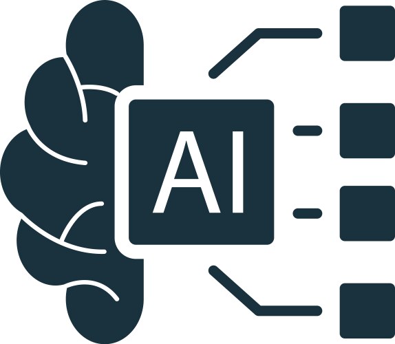 Artificial intelligence processing data with brain vector image