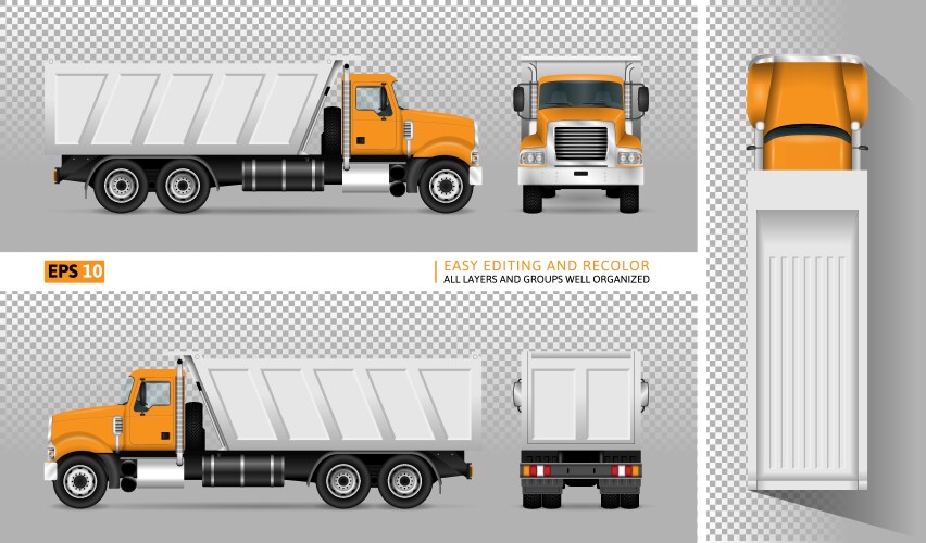 Realistic dump truck Royalty Free Vector Image