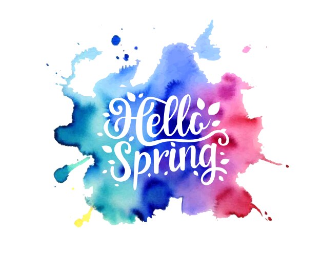 hello spring paint isolated white background vector image