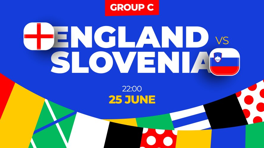 England vs slovenia football 2024 match versus vector image