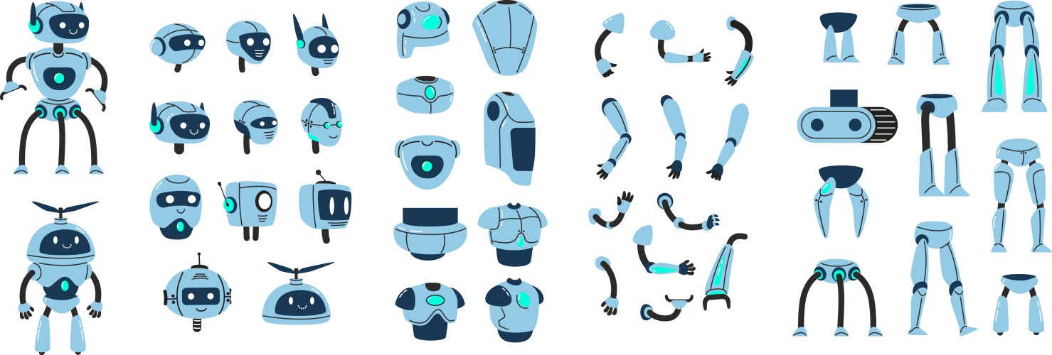 Robot constructor components bot creation kit vector image