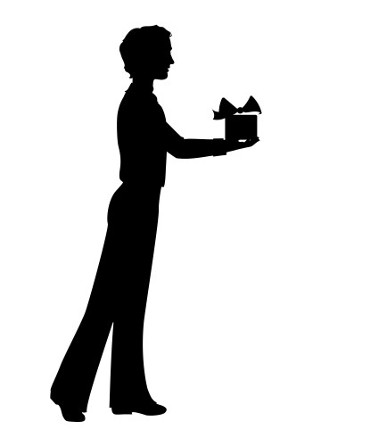 silhouette of man holding a gift box vector image