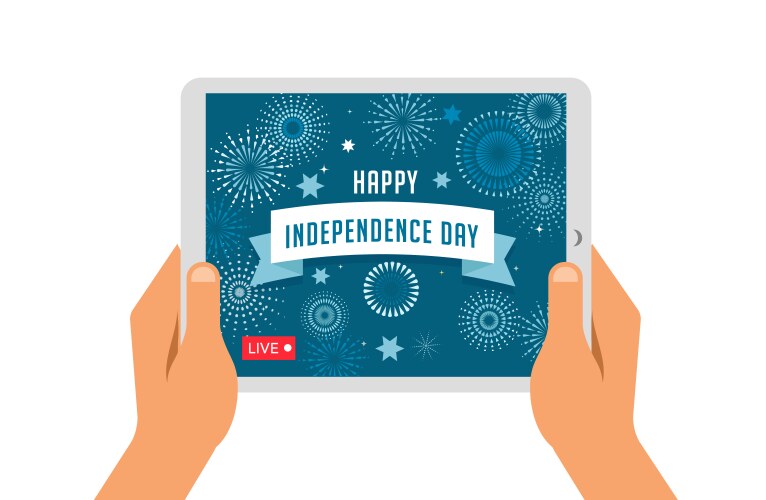 Independence day celebration online live video vector image