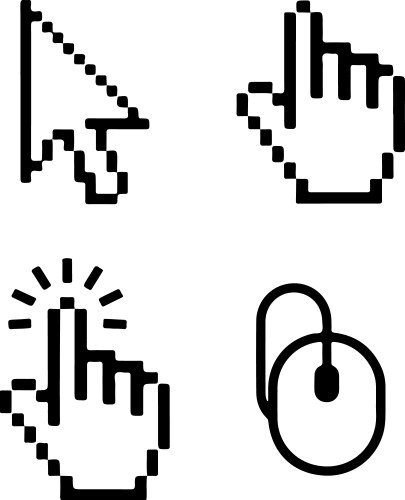Computer mouse cursor pointer click icons set vector image