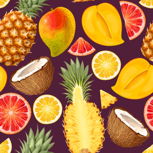 Seamless pineapple fruit tropical pattern tropic Vector Image