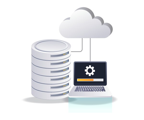 Upgrade maintenance cloud server flat isometric 3d vector image