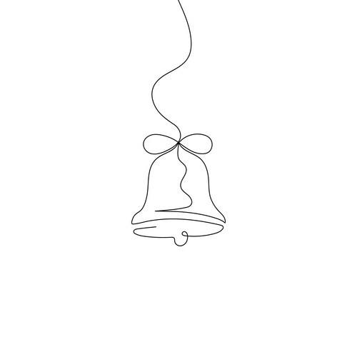 Continuous Line Christmas Bell Vector Image