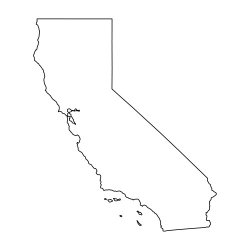 California ca state border usa map outline vector image