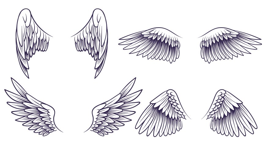 Hand-Drawn Angel Wings Sketch Vector Image