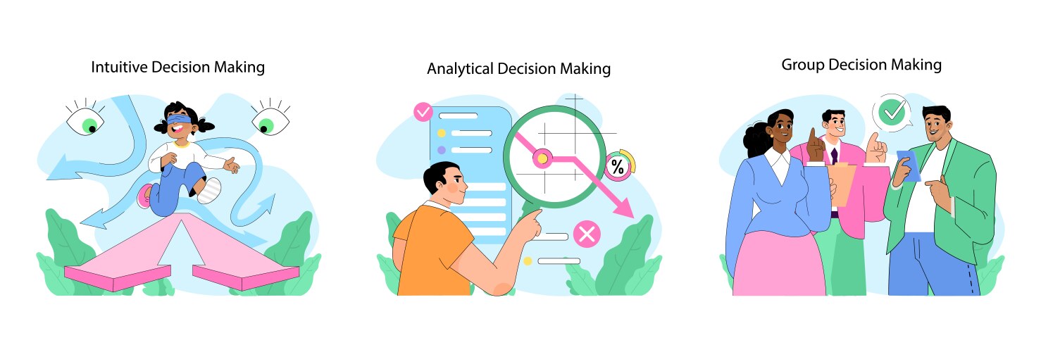 Decision making set flat Royalty Free Vector Image