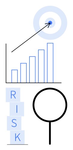 Growth chart risk blocks target with arrow vector image