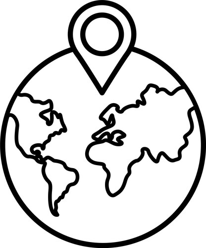 Earth planet with pin pointer location line style Vector Image