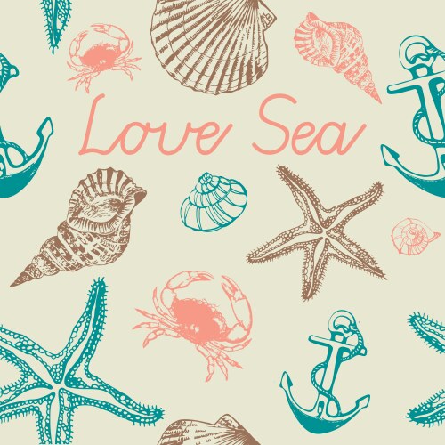 Seashells pattern background Royalty Free Vector Image
