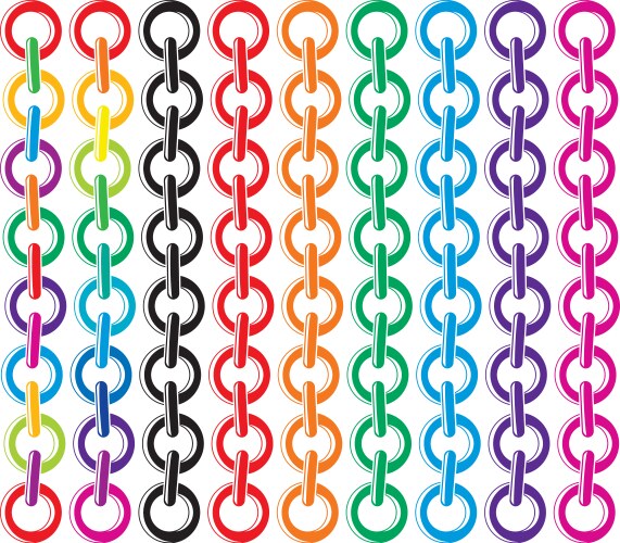 set colorful metal chains vector image