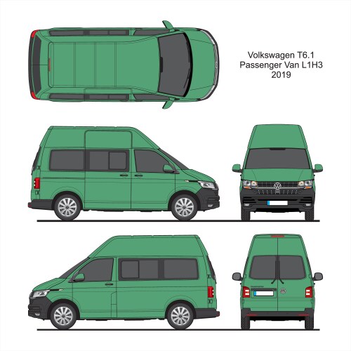 volkswagen t61 passenger van l1h3 2019-present vector