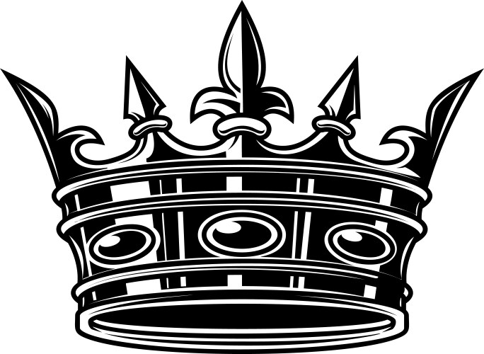 King crown in monochrome style design element vector image