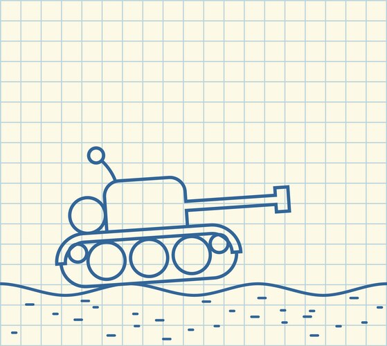 Sketch tank drawing military machine Vector Image