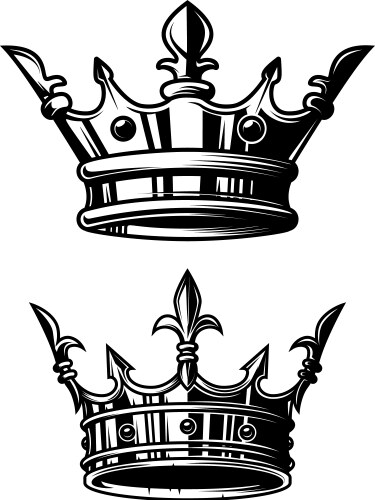 King crown in monochrome style design element Vector Image
