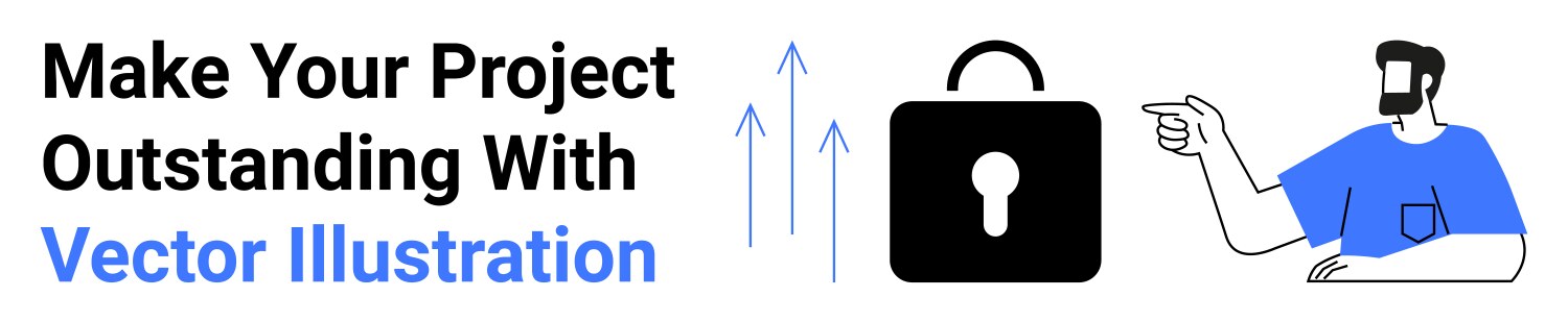 Man pointing at lock icon with arrows representing vector image