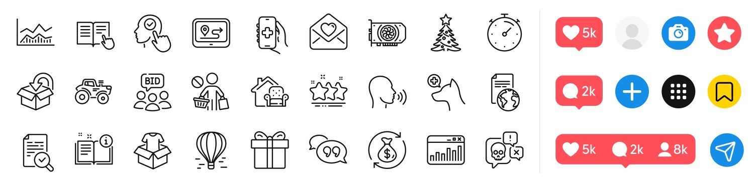 Read instruction select user and timer line icons vektorbild