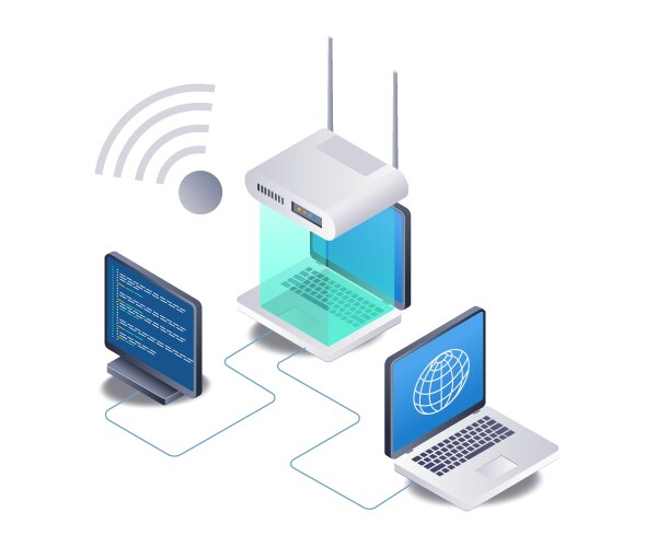 Wifi network internet router usage computer vector image